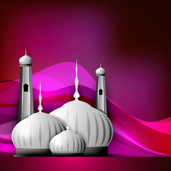 Shiny Mosque or Masjid on beautiful shiny pink background. EPS 1 — Stock Vector