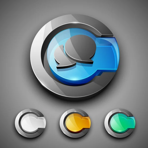 Set di icone con simbolo messaggero Web 2.0 lucido 3D. EPS 10 . — Vettoriale Stock