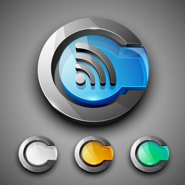 Ensemble d'icônes de symbole de flux RSS brillant 3D web 2.0. SPE 10 . — Image vectorielle