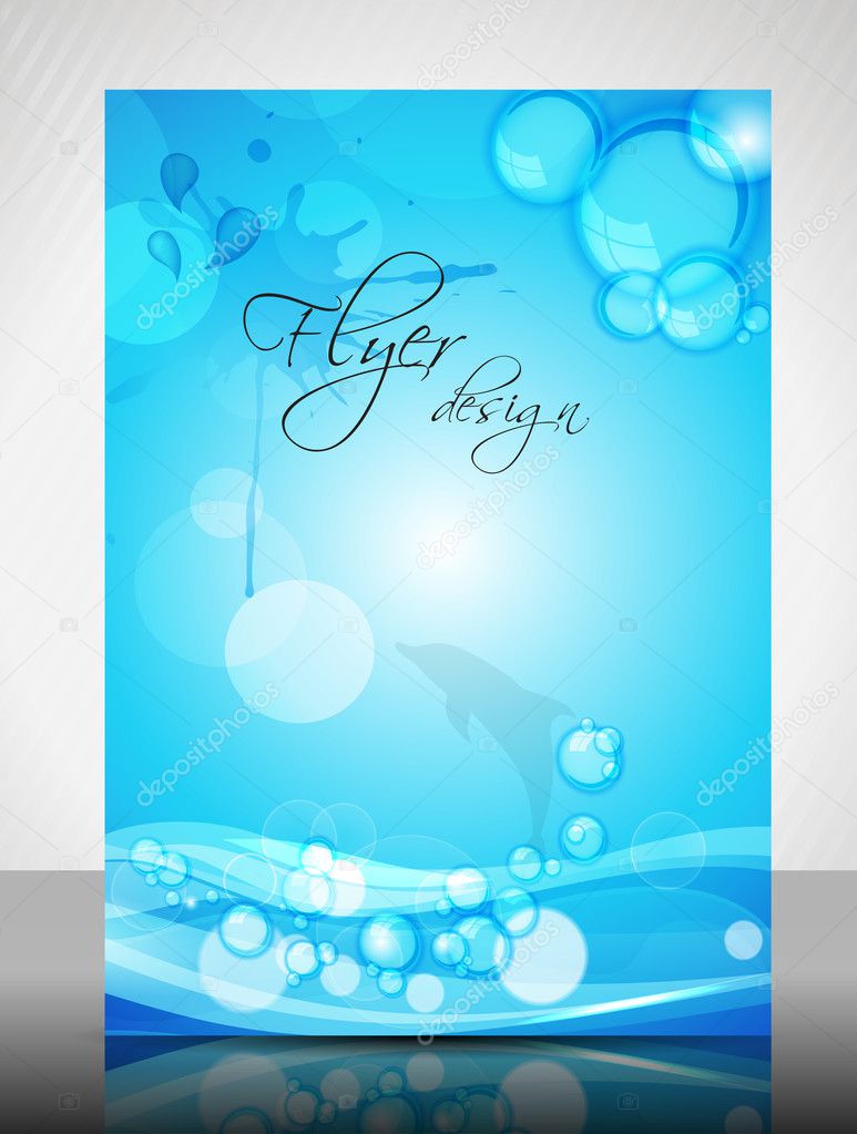 EPS 10 Water Concept Flyer Design Presentation with Water Effect