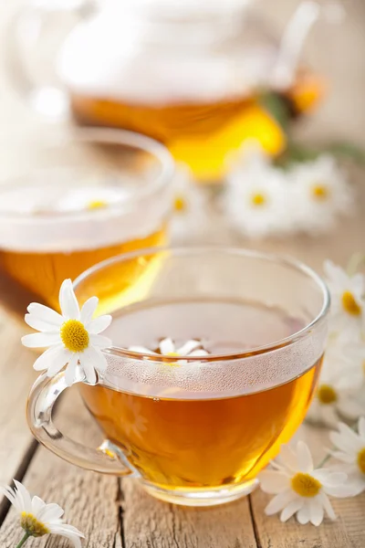 Bylinný čaj s květy heřmánku — Stock fotografie