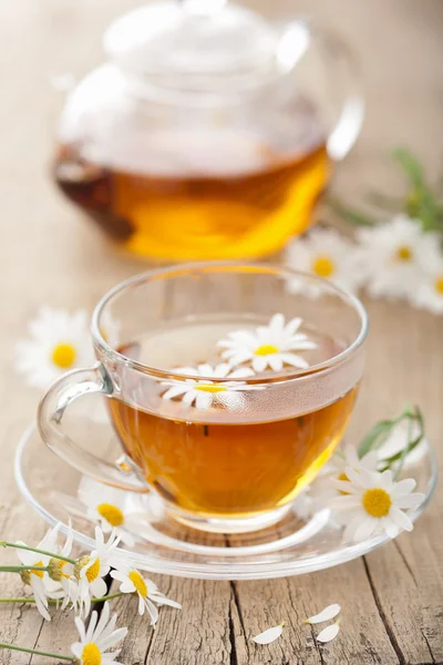 Cup of herbal tea with chamomile flowers — Stock Photo, Image