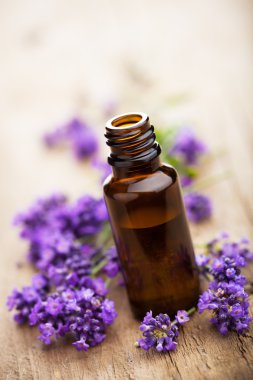 Essential oil and lavender flowers clipart