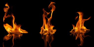 Beautiful stylish fire flames reflected in water clipart