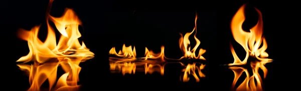 Suya yansıyan güzel şık yangın alevleri — Stok fotoğraf