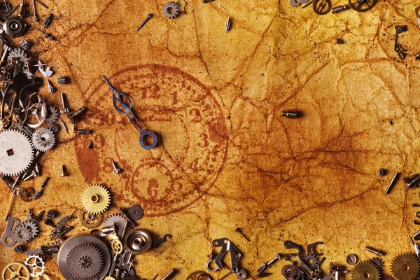 古いテクスチャ紙の上の時計のスタンプ — ストック写真