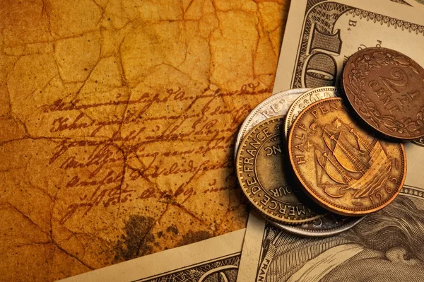 오래 된 텍스처 종 이 위에 있는 안 넷 화폐 — 스톡 사진