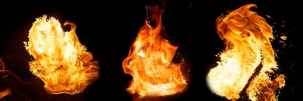 Fire explosion isolated on black background — Stock Photo, Image
