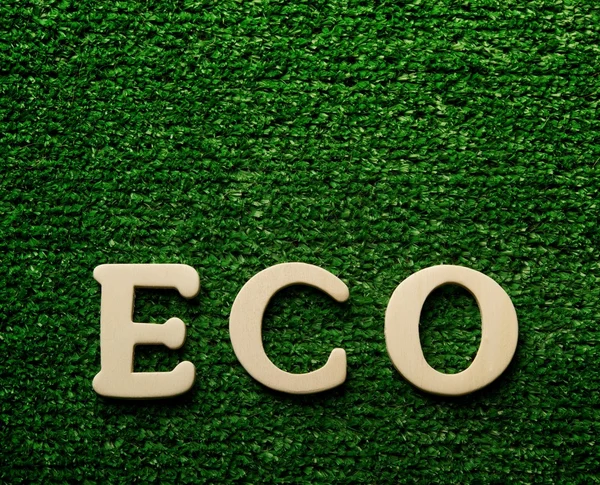 The word eco written on green background — Stock Photo, Image