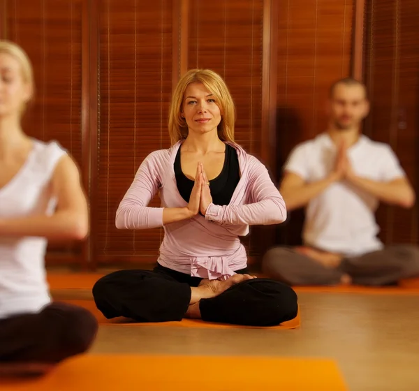 Groupe de faire des exercices de yoga — Photo