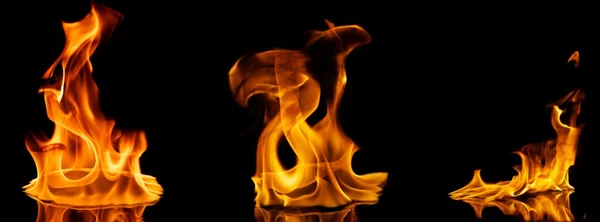 Tűz láng tükröződik a vízben — Stock Fotó