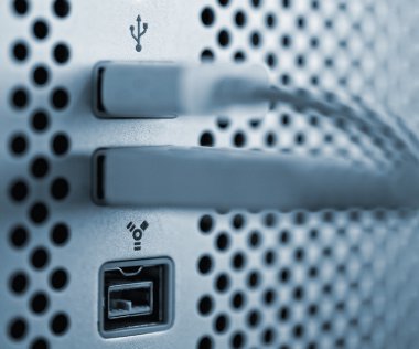 Usb and fireiwre connection ports. clipart