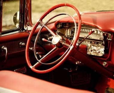 Retro car interior clipart