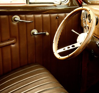 Vintage car interior. clipart