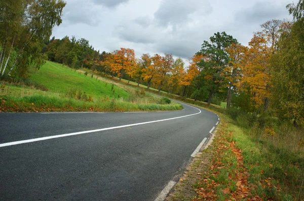 Carretera en paisaje de otoño — Stockfoto