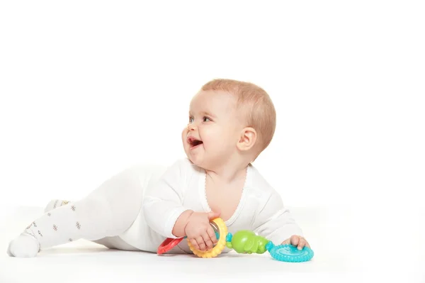 Baby Mädchen isoliert auf weißem Hintergrund — Stockfoto