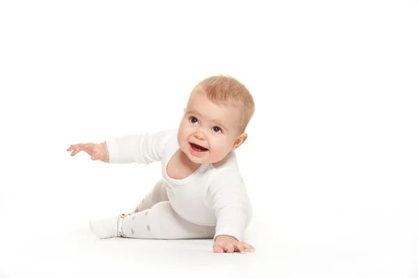 Bambina isolata su sfondo bianco — Foto Stock