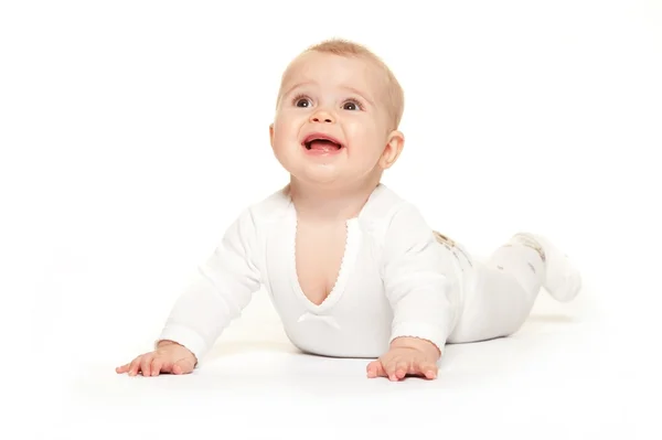 흰색 배경에 고립 된 여자 아기 — 스톡 사진