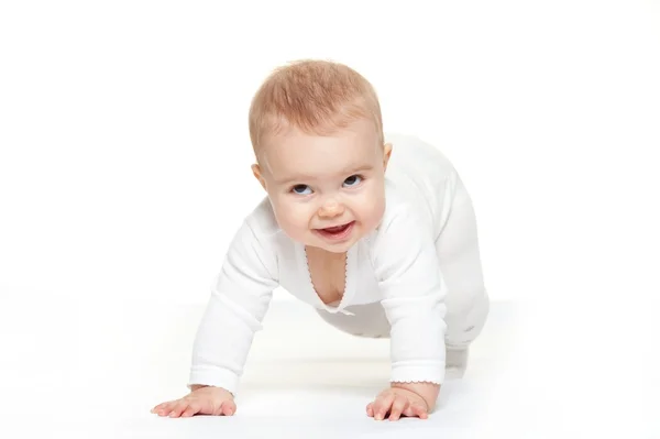 Bebê menina isolado no fundo branco — Fotografia de Stock