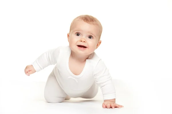 Baby Mädchen isoliert auf weißem Hintergrund — Stockfoto