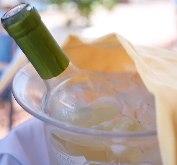 Bottle of a white wine in a cooler — Stock Photo, Image