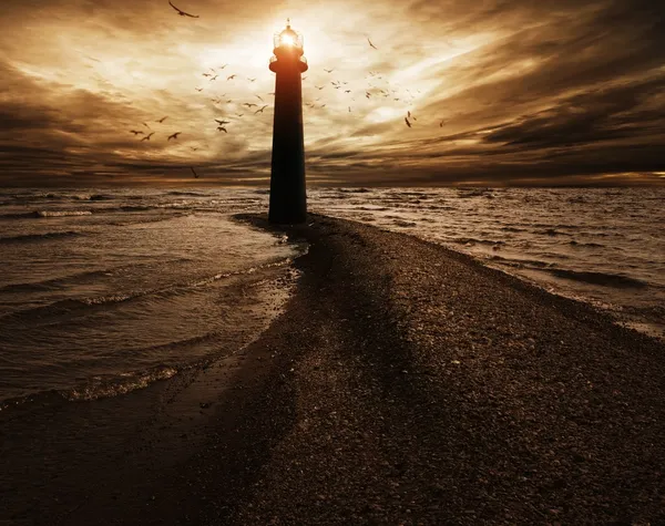 Stormy sky over lighthouse — Stock Photo, Image