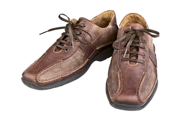 Hnědé kožené Pánské boty Stock Fotografie