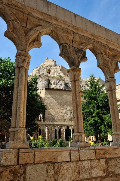 Morella katedralen utanför. lilla spanska staden morella. — Stockfoto