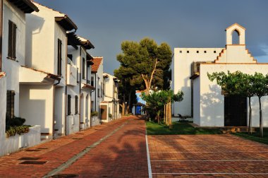 The court yard of the spanish houses in Alcossebre, Spain. clipart