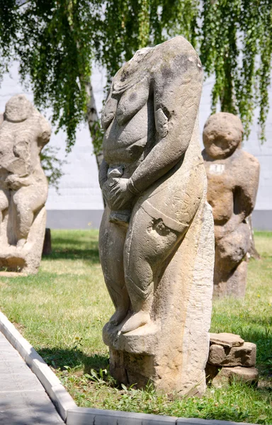Kamenné Poloveckých socha v parku muzeum Lugansk, Ukrajina — Stock fotografie