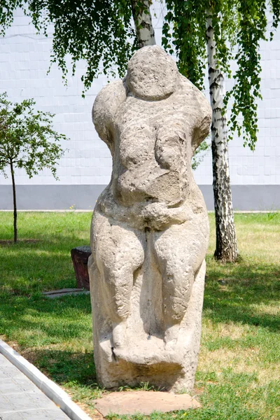 Sten polovtsian skulptur i park-museum i lugansk, Ukraina — Stockfoto