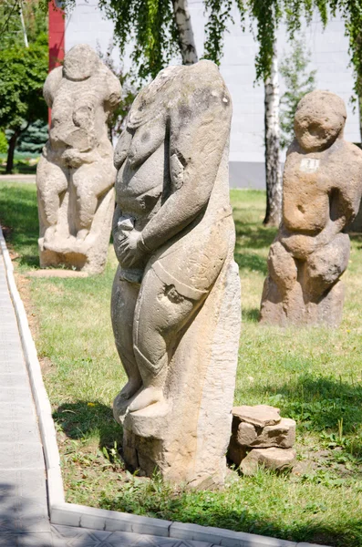 Połowieckie kamienne rzeźby w parku Muzeum Ługańsk, Ukraina — Zdjęcie stockowe