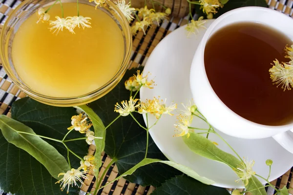林登茶和蜂蜜 — 图库照片