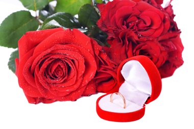 Wedding Ring and Rose, Will you marry me? clipart