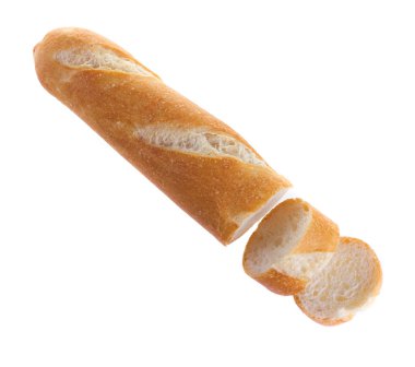 Beyaz arka plan üzerinde izole susam ile beyaz Fransız baget ekmek