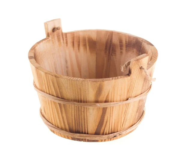 Wooden bucket isolated over white background — Stock Photo, Image