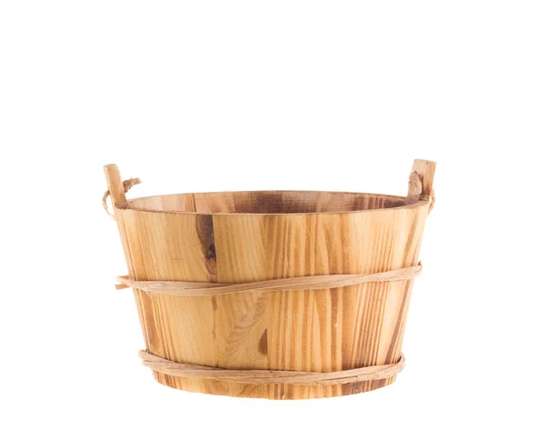 Wooden bucket isolated over white background — Stock Photo, Image