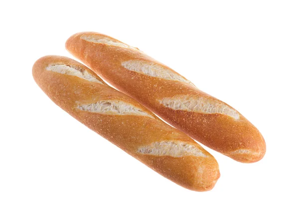 Pan de baguette francés blanco con sésamo aislado sobre fondo blanco — Foto de Stock