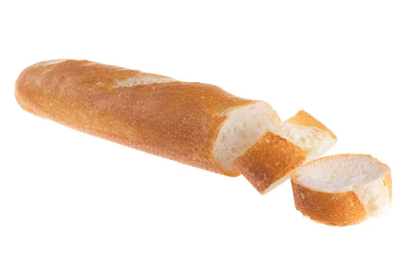 白い背景上に分離されて胡麻白フランス バゲットパン — ストック写真