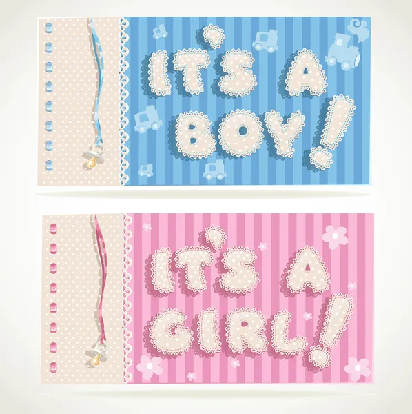 "Es ist ein Junge "und" Es ist ein Mädchen "Banner Set 2 — Stockvektor