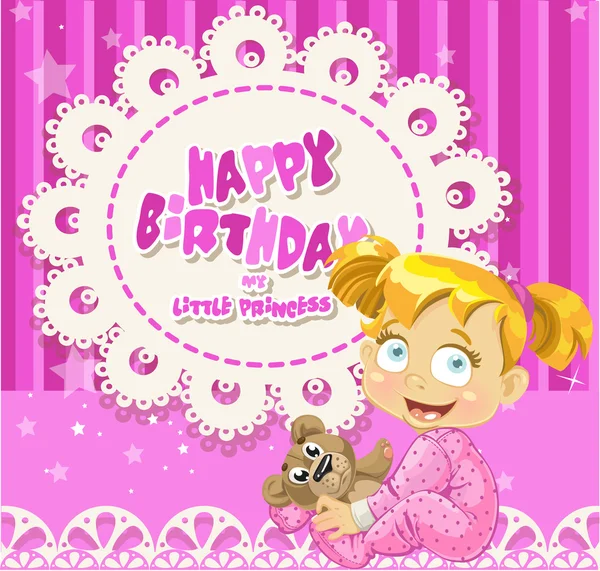 Alles Gute zum Geburtstag mein Baby Mädchen - Karte für Ihre Grüße — Stockvektor