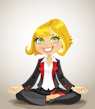 Elegant business woman meditating for success clipart