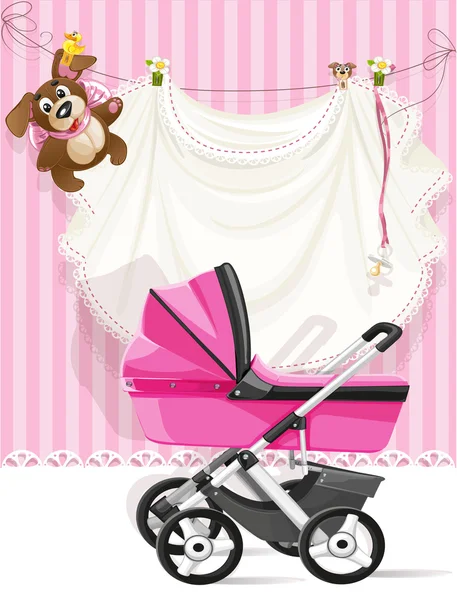 Bebé ducha tarjeta rosa — Archivo Imágenes Vectoriales