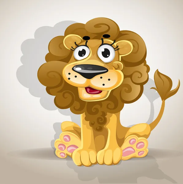 Leão de personagem bonito dos desenhos animados — Vetor de Stock
