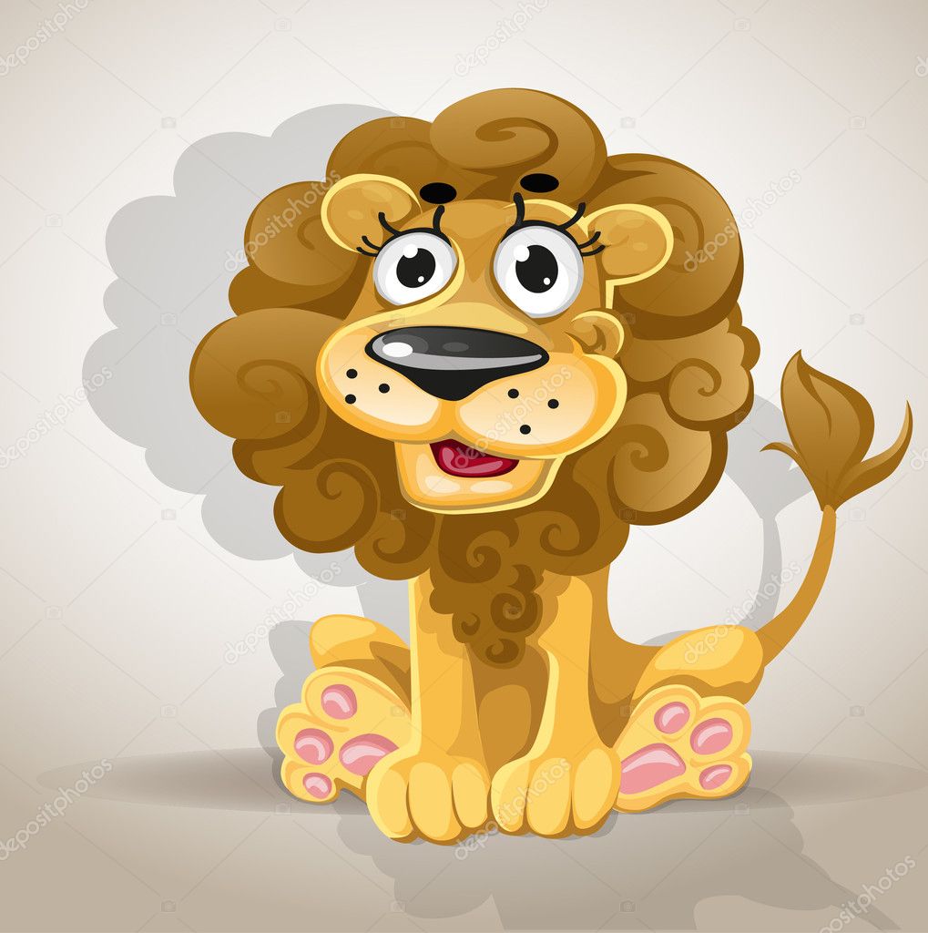 Cute cartoon character lion