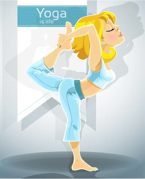 Fille blonde dans la pose de yoga Nataradzhasana — Image vectorielle