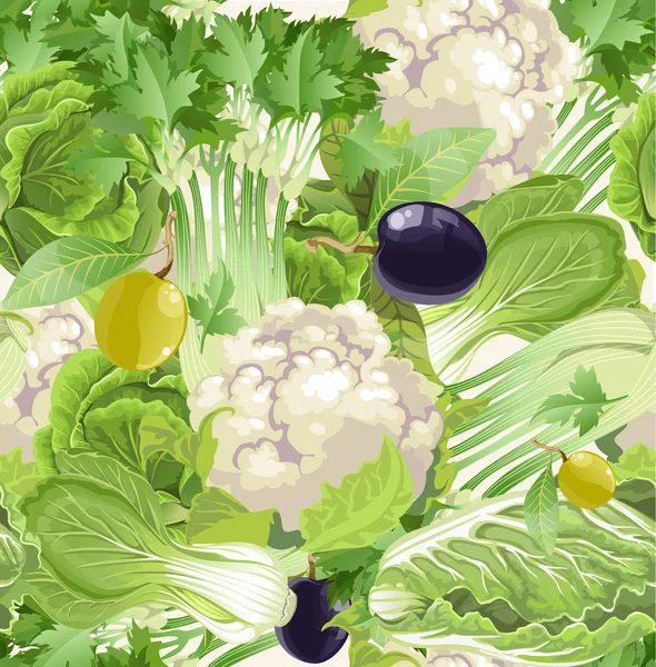 Seamless pattern of green vegetables — Stock Vector