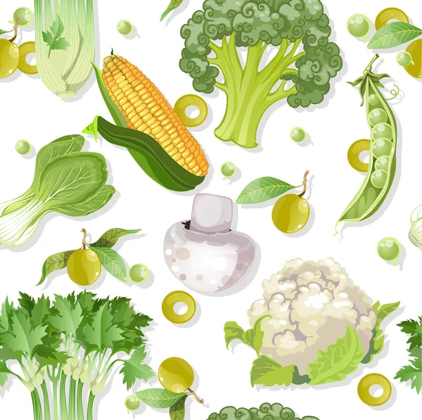 Bezešvé vegetariánské zeleninové ornament — Stockový vektor
