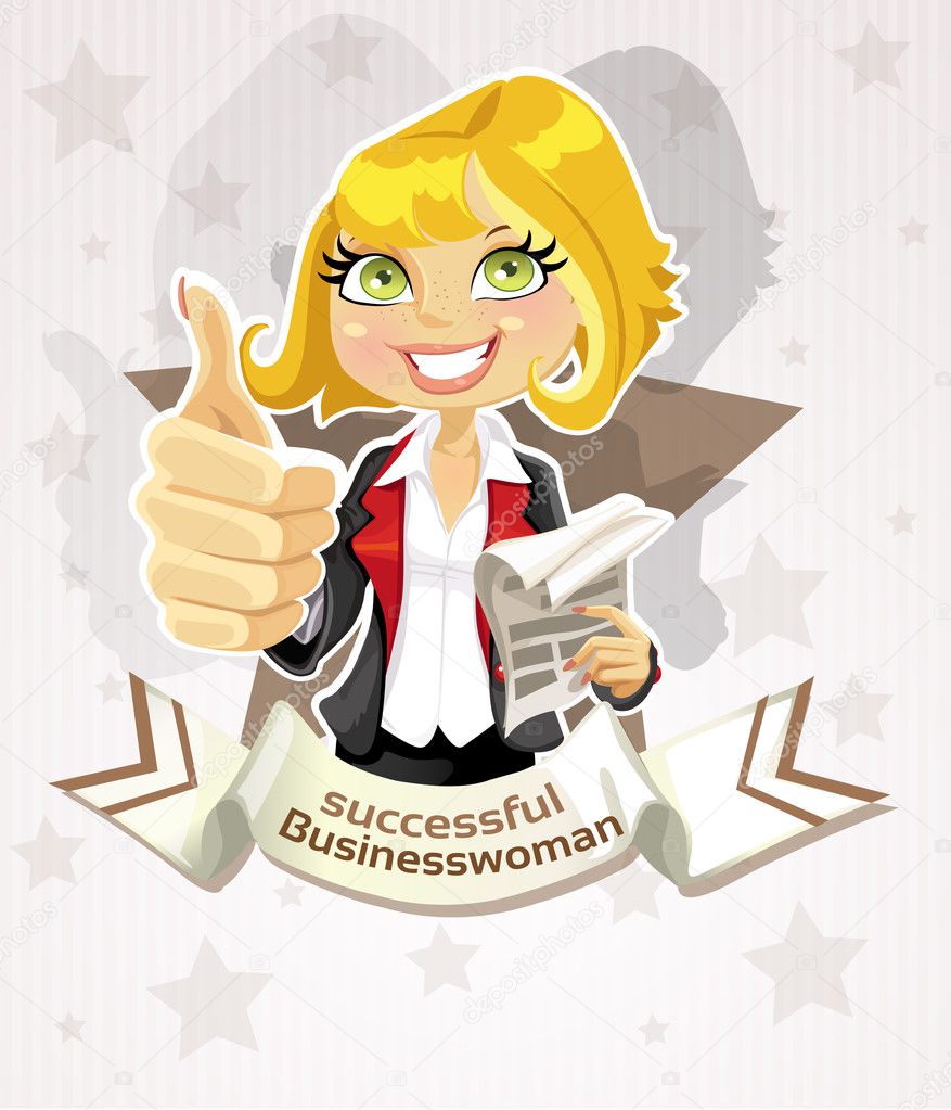 Successful businesswoman poster with pretty blond