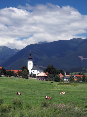 Church and mountains in Bobrovec clipart